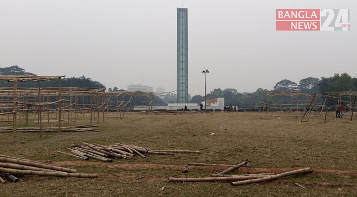 জোরেসোরে এগিয়ে যাচ্ছে বইমেলার কাজ