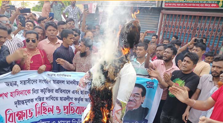 ছাত্রদল সাধারণ সম্পাদকের নিজ গ্রামে কুশপুতুল দাহ ছাত্রলীগের