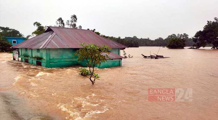 সিলেটে এক মাসের ব্যবধানে ফের বন্যা