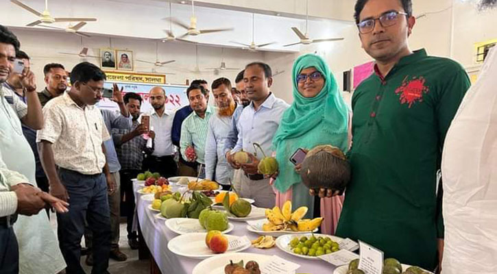 সালথায় ফল মেলায় দেখা মিলছে বাহারি ফলের পসরা