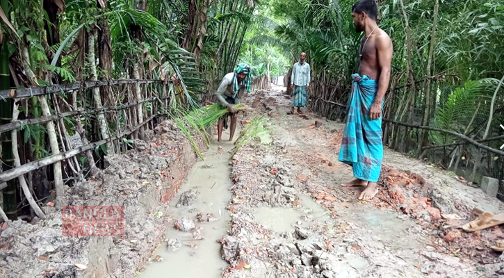 ইন্দুরকানীতে বেহাল সড়কে ধানের চারা লাগিয়ে প্রতিবাদ