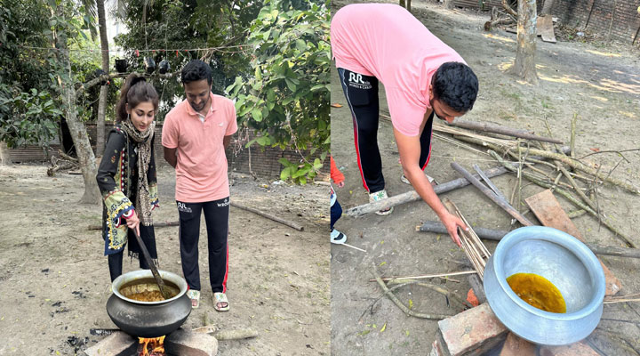 নিজ বাড়িতে  পরিবারের সঙ্গে পিকনিক করছেন সাকিব