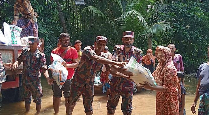 ৪,৭০১টি পরিবারকে ত্রাণ এবং ২,৭৩৫ জনকে চিকিৎসাসেবা দিলো বিজিবি