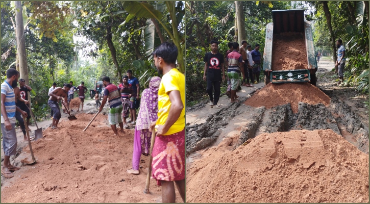 নলডাঙ্গায় গ্রামবাসীর উদ্যোগে ২ কিলোমিটার সড়ক সংস্কার 